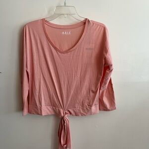 ABLE Women's Pink Tie-Front Top, size small